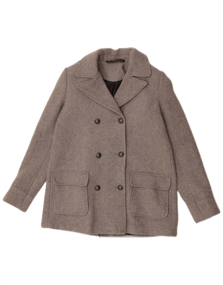 Zara Mujer Trafaluc Pea Coat UK 6 XS Gris Poliéster