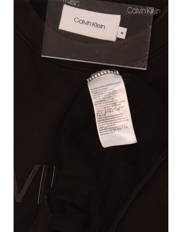 CALVIN KLEIN Womens Graphic Sweatshirt Jumper UK 12 Medium Black Cotton Vintage Calvin Klein and Second-Hand Calvin Klein from Messina Hembry 