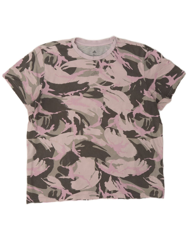 Adidas Dame T-Shirt Top UK 20/22 XL Flerfarvet Camouflage Bomuld
