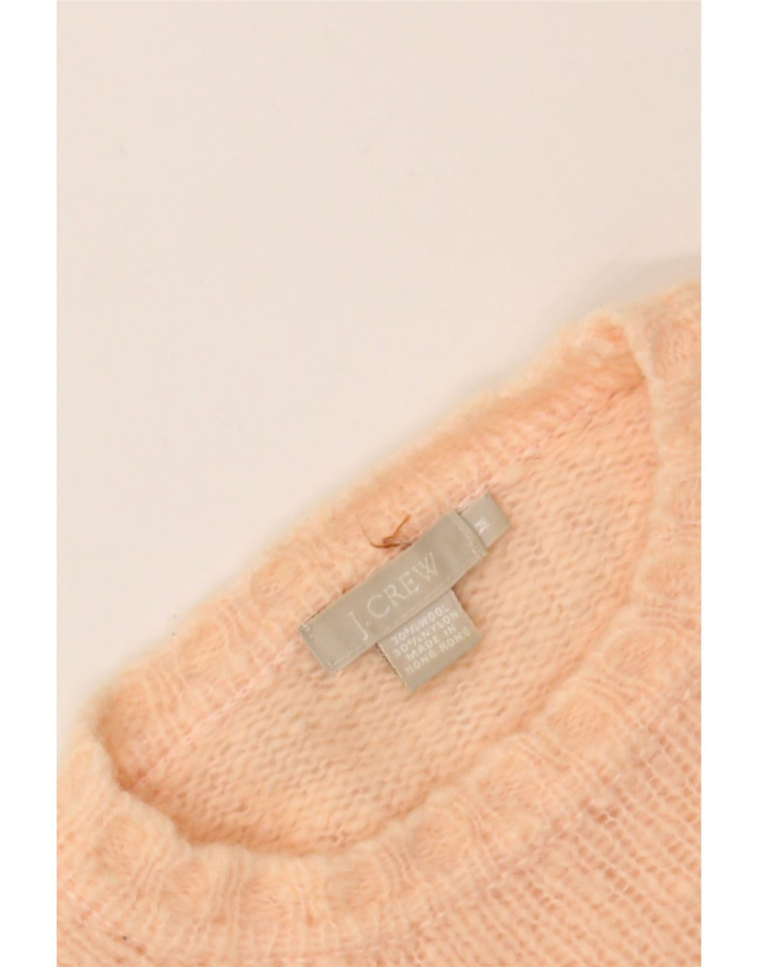 J. CREW Womens Crop Crew Neck Jumper Sweater UK 14 Medium Pink Wool Vintage J. Crew and Second-Hand J. Crew from Messina Hembry 