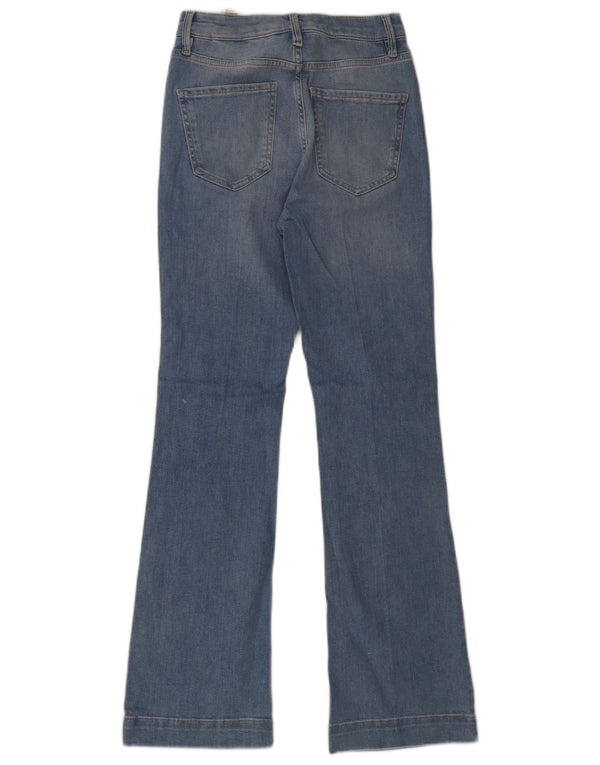 Marks & Spencer Womens Regular Flared Jeans UK 8 Small W26 L31 Blue Cotton