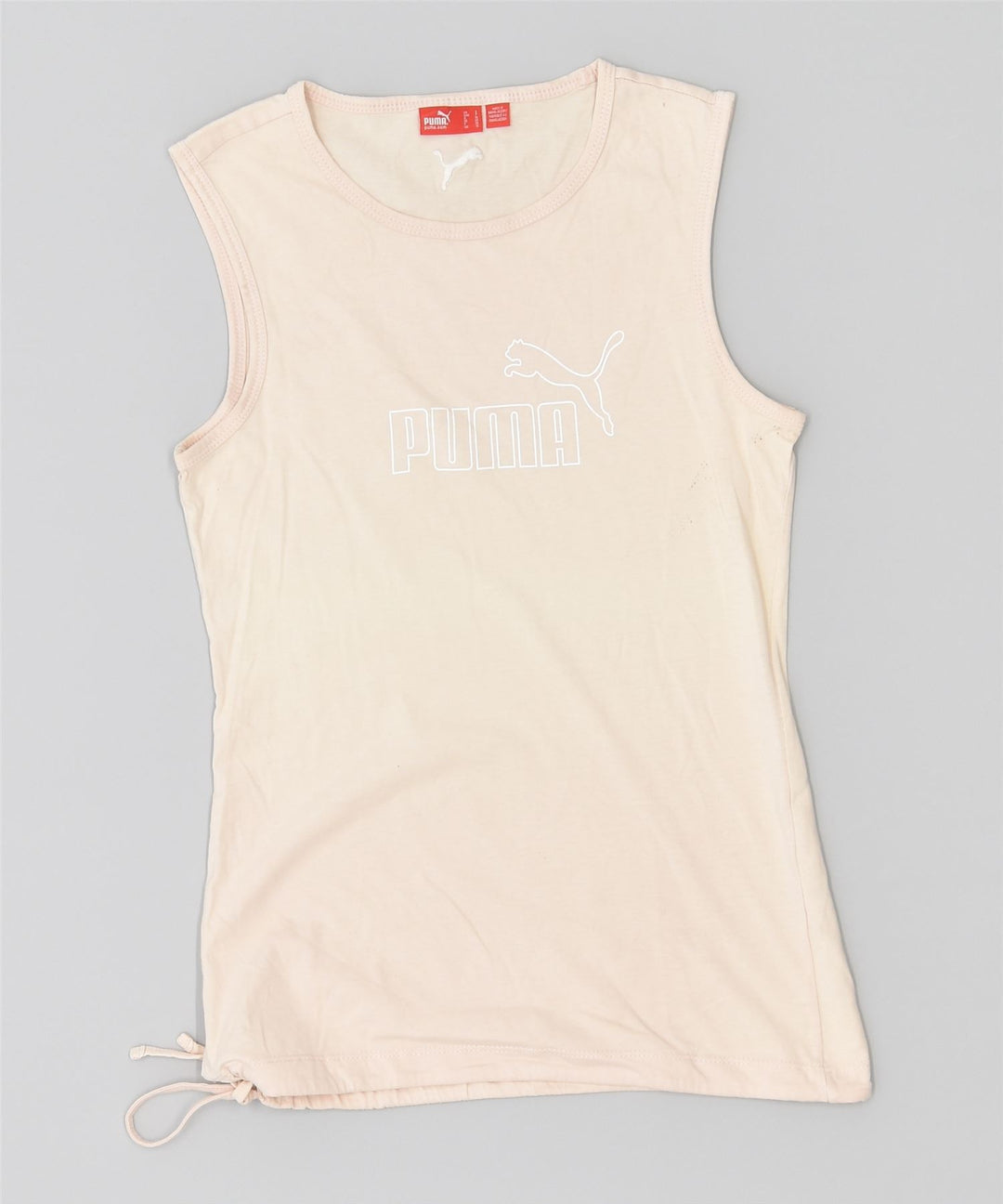 PUMA Womens Graphic Vest Top UK 10 Small Off White Cotton