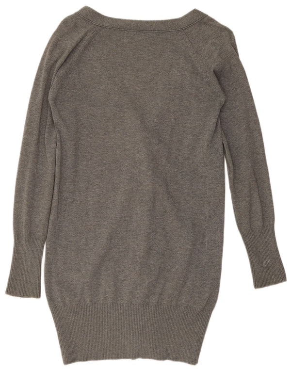 Maglione cardigan lungo da donna Zara UK 12 Cotone grigio medio