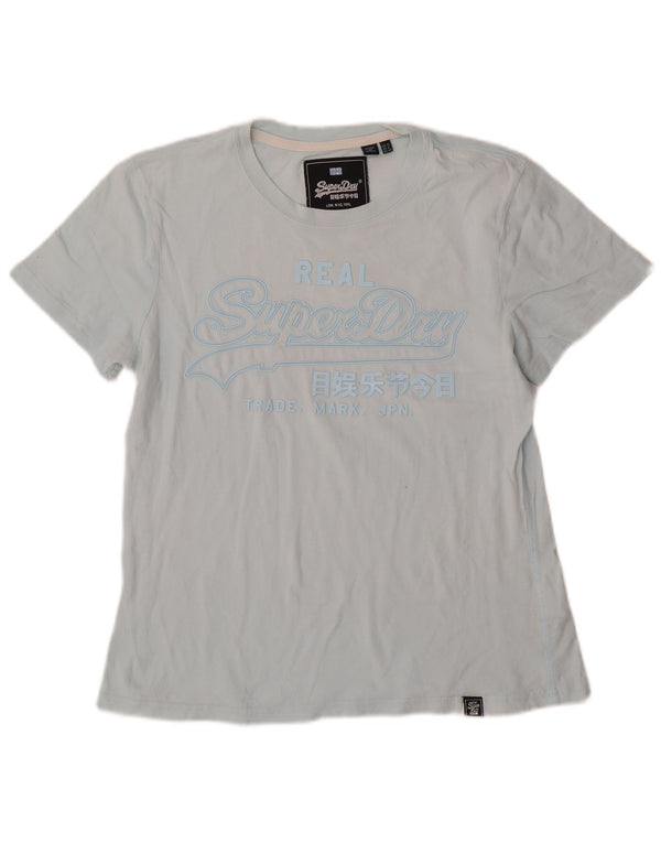 Damski T-shirt z grafiką Superdry Top UK 12, średni niebieski, bawełniany