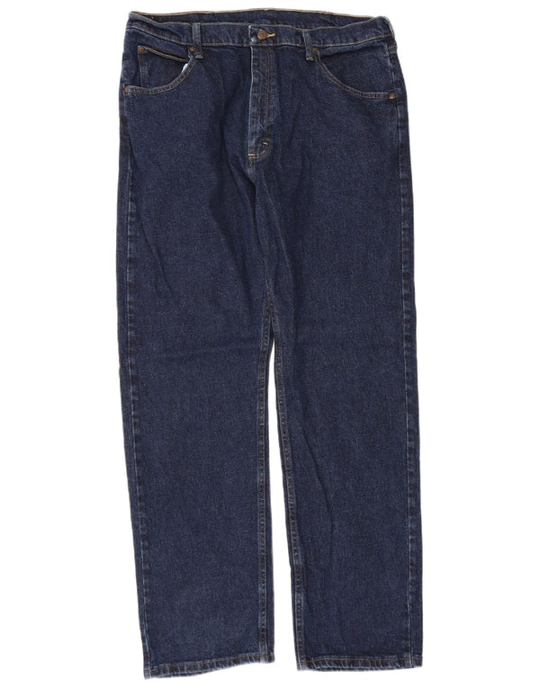 Wrangler Mens Straight Jeans W36 L32 Azul Marinho Algodão