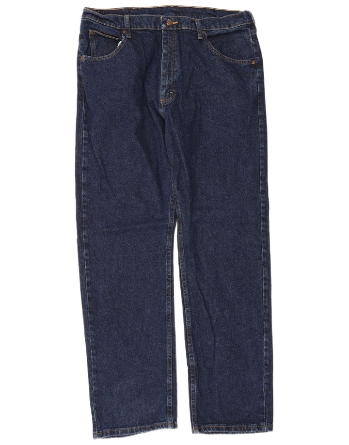Wrangler Mens Straight Jeans W36 L32 Navy Blue Cotton