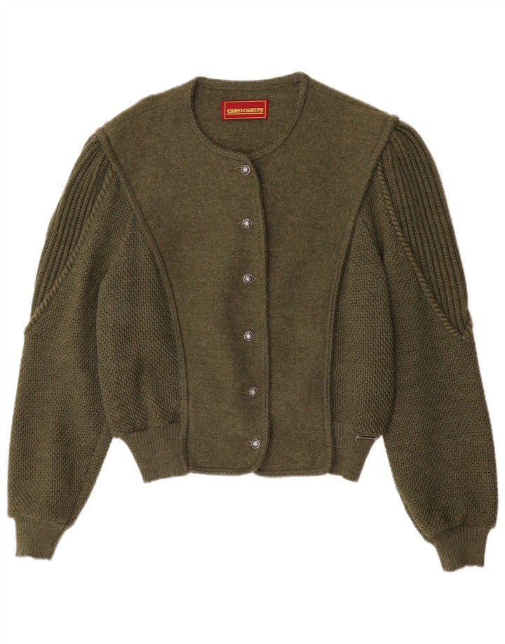 Geiger - Cárdigan para mujer, talla 42, lana verde grande
