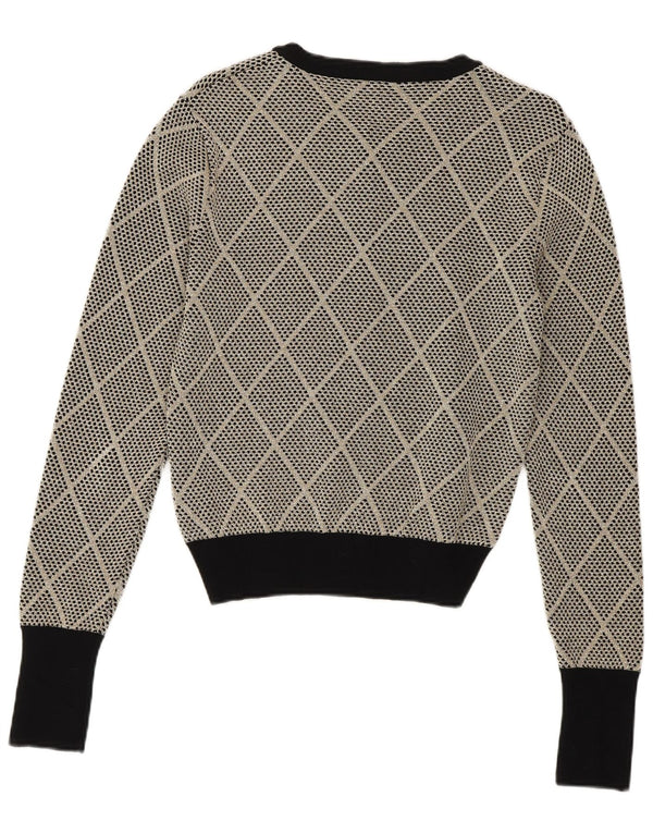 Zara Damen-Cardigan-Pullover UK 10 Small Grau Argyle/Diamond Viscose