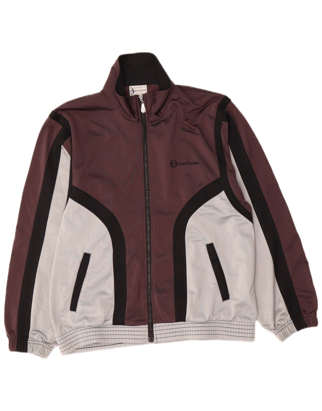 Sergio Tacchini Herren-Trainingsanzug-Oberteiljacke IT 46 Small Brown Colourblock