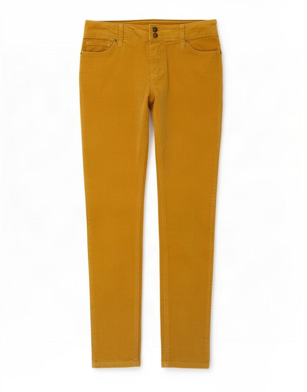 Pantaloni casual slim in velluto da donna Tommy Hilfiger US 4 Small W30 L30 Giallo
