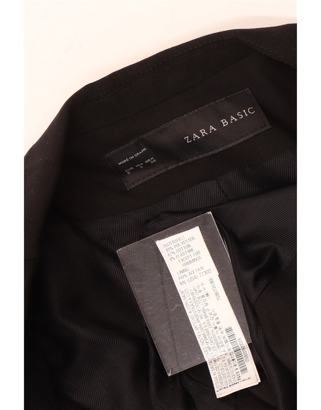 ZARA Womens 1 Button Blazer Jacket UK 10 Small Black Polyester