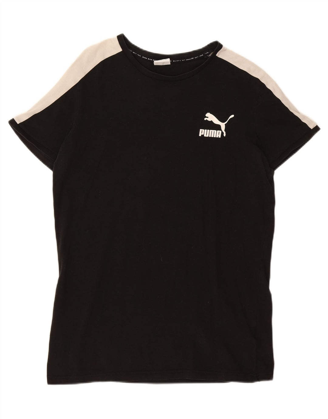 PUMA Mens Graphic T-Shirt Top Medium Black Colourblock Cotton Vintage Puma and Second-Hand Puma from Messina Hembry 