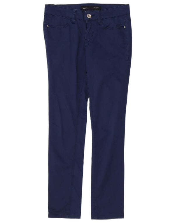 Guess Womens Skinny Casual Trousers W26 L28 Navy Blue Cotton