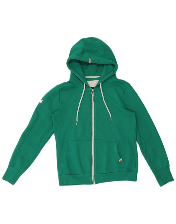 Superdry Damen-Kapuzenpullover mit Reißverschluss, UK 14, mittelgrüne Baumwolle