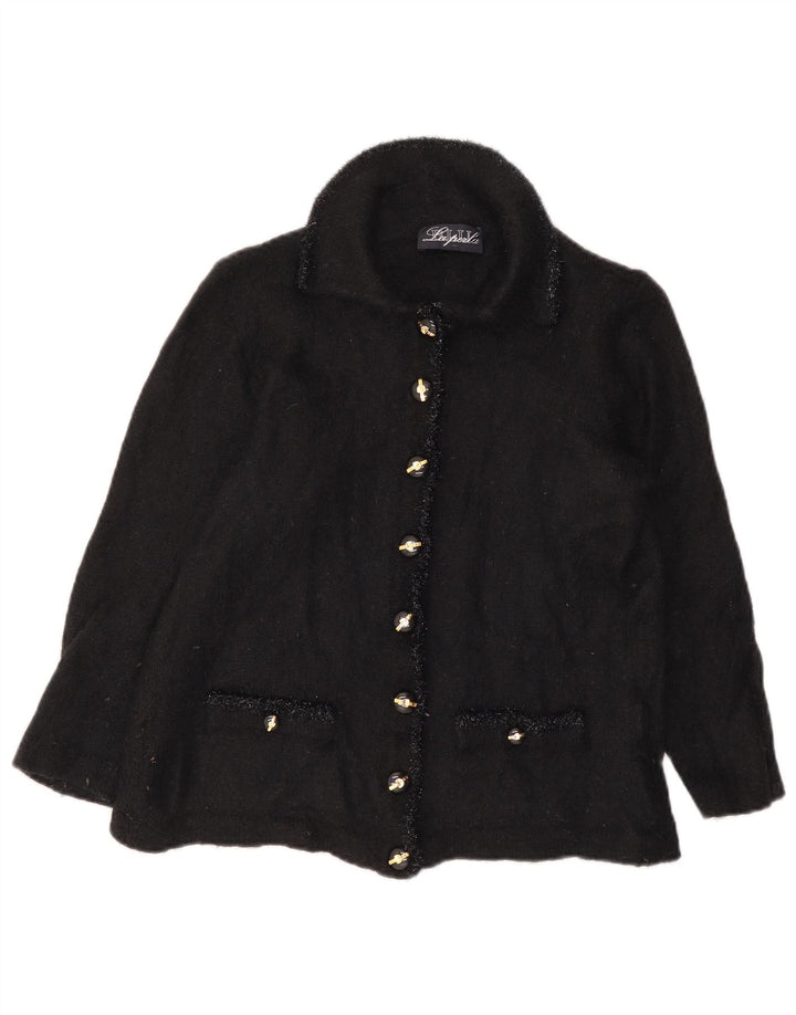La Perla Womens Cardigan Sweater UK 12 Medium Black Mohair