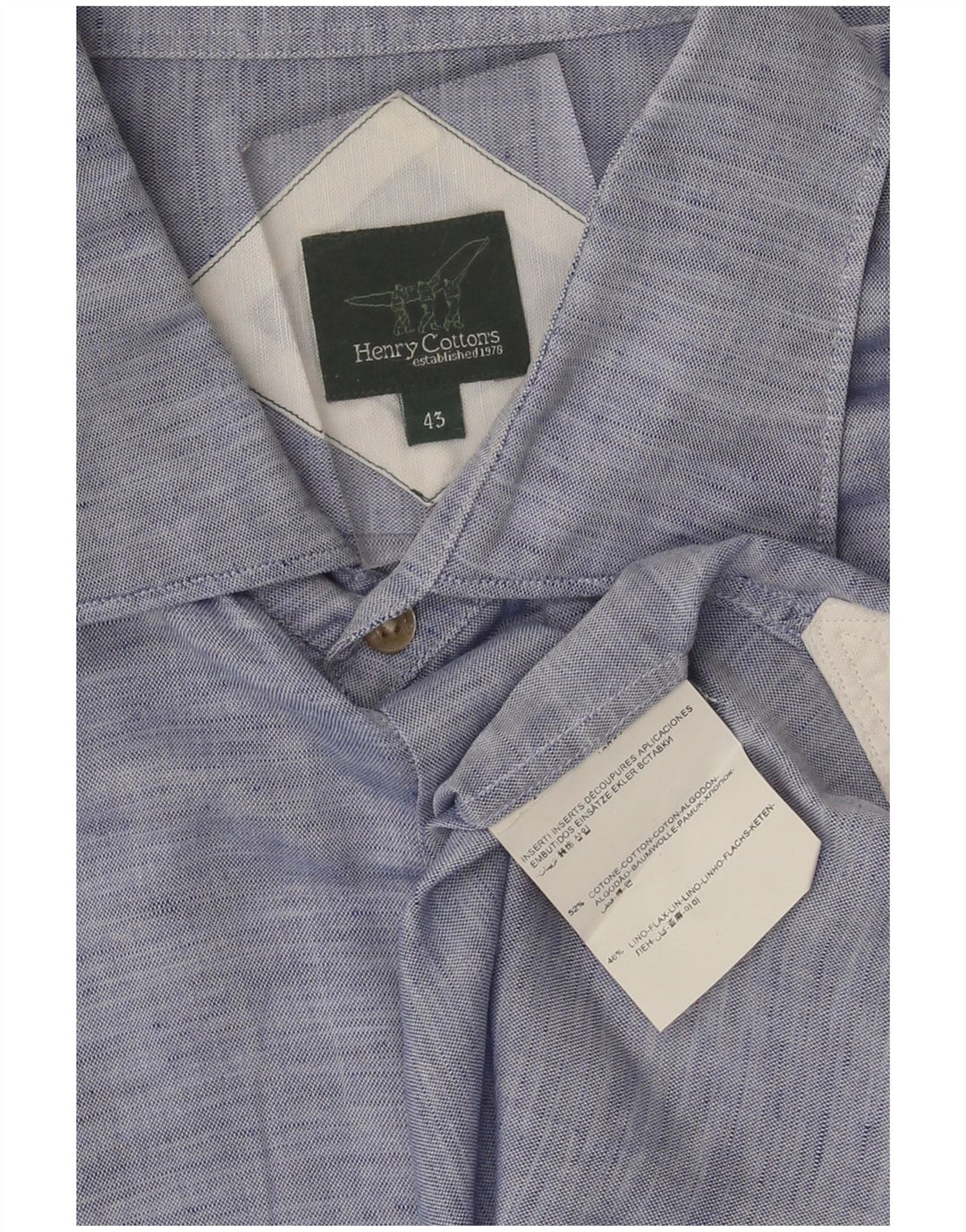Camicia da uomo Henry Cottons taglia 43 grande cotone blu