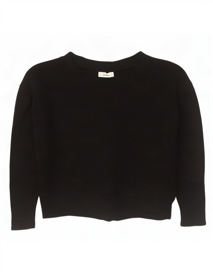 Übergroßer Damen-Pullover mit U-Boot-Ausschnitt von Zara, Gr. 14, mittlere schwarze Viskose