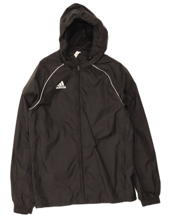 Adidas Mens Hooded Rain Jacket UK 36 Small Black Nylon