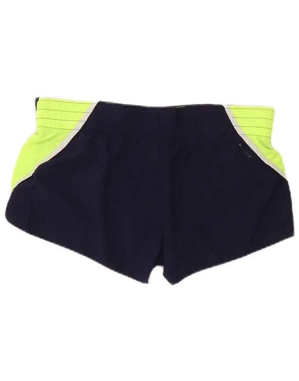 Nike Womens Regular Sports Shorts UK 14 medium Navy Blue Colourblock Sports