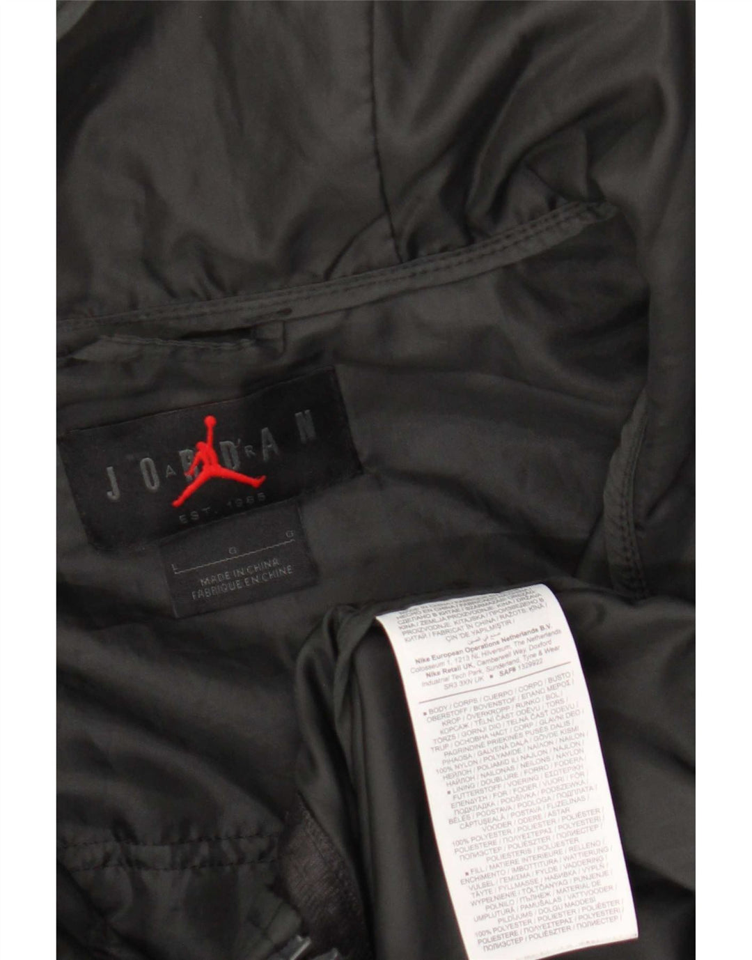 Jordan Mens Hooded Tracksuit Top Jacket Large Grey Nylon