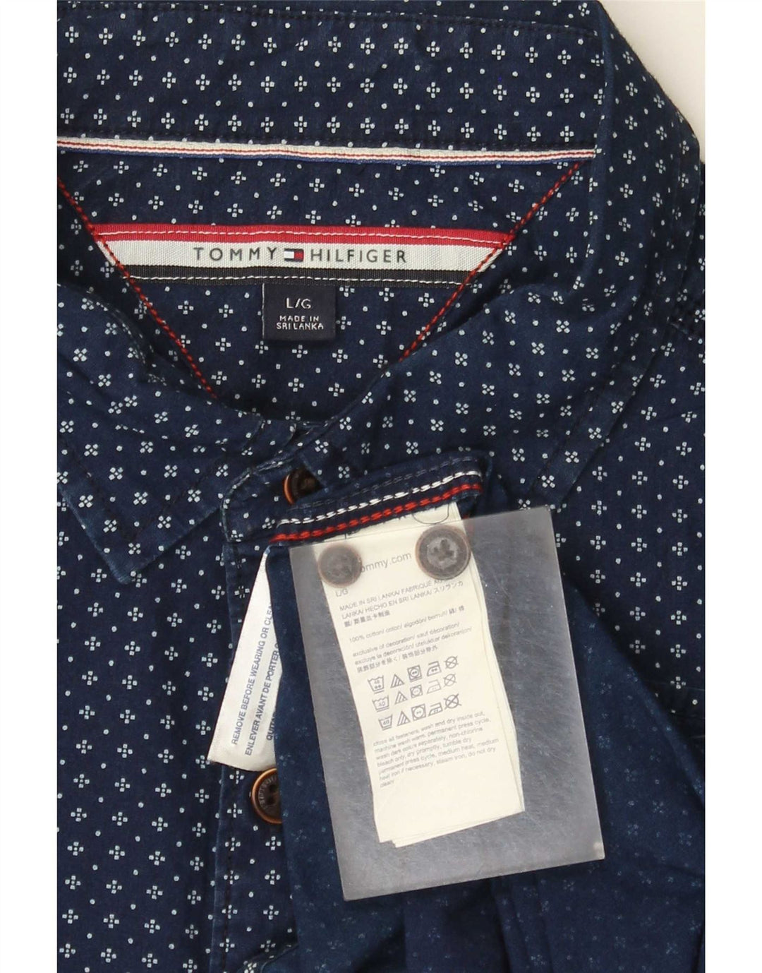 Tommy Hilfiger Chemise à motif abstrait pour homme en coton bleu marine Large