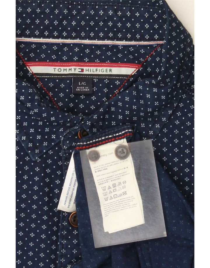 Tommy Hilfiger Chemise à motif abstrait pour homme en coton bleu marine Large