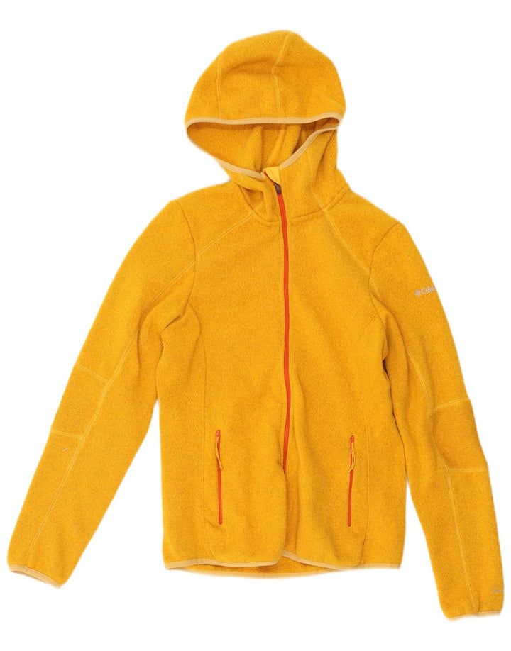 Columbia Womens Hooded Cardigan Sweater UK 12 Medium Yellow Polyester