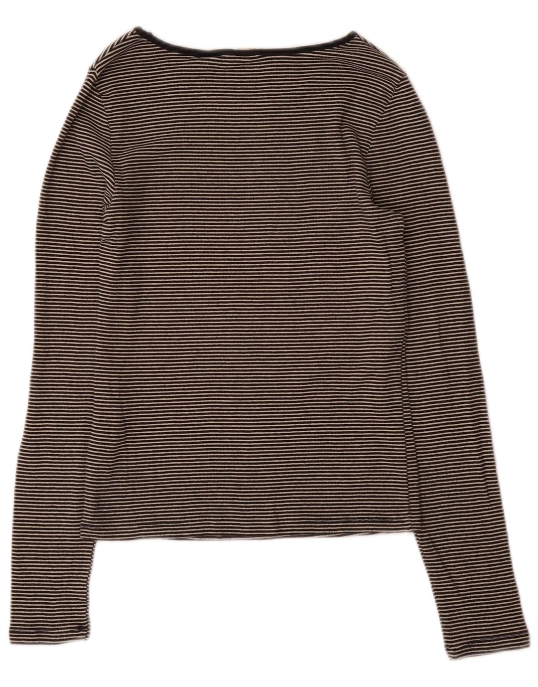 Levi's Damen Top Langarm UK 12 Mittelgraue Nadelstreifen-Baumwolle