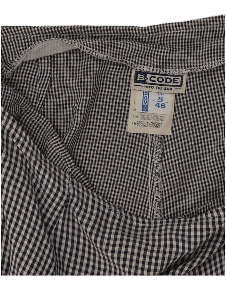Gonna vintage da donna IT 46 grande W28 a quadretti neri in rayon