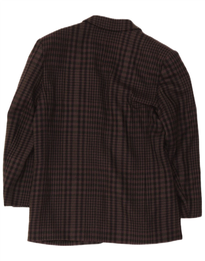 Helyett Womens 1 Button Blazer Jacket IT 42 Medium Brown Houndstooth Wool