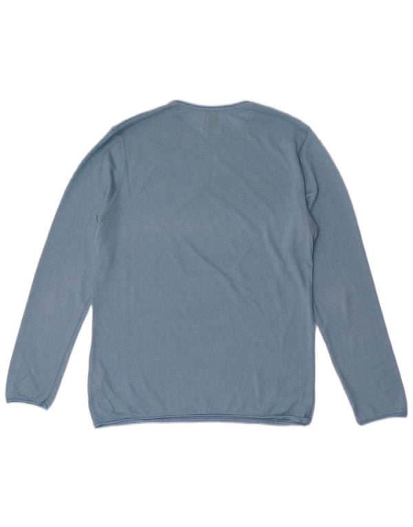 Zara Womens Crew Neck Jumper Sweater UK 10 Small Blue Cotton