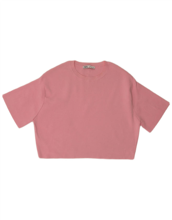 Zara Mujer Crop Top UK 44 Mediano Rosa Nylon