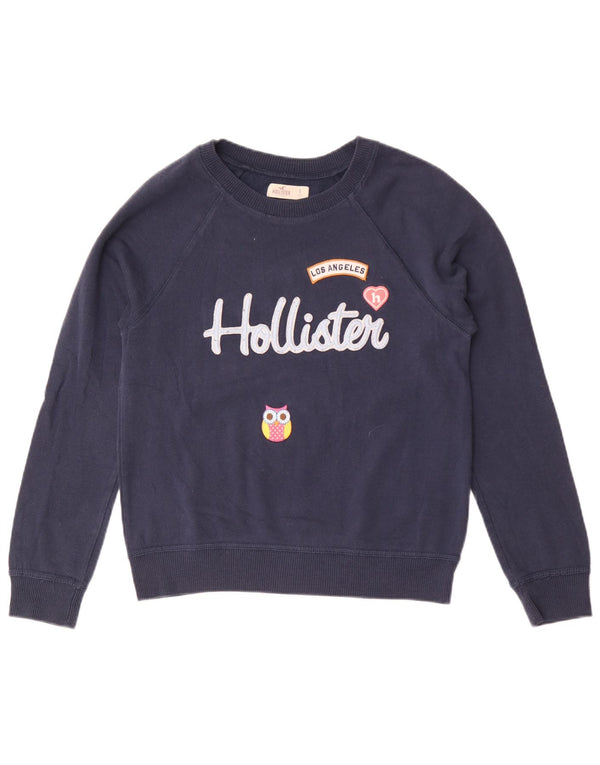 Hollister Sweat-shirt graphique pour femme UK 10 Small Bleu marine Coton