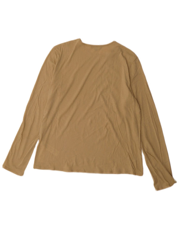 Massimo Dutti Dame Top Langærmet UK 14 Medium Beige Bomuld
