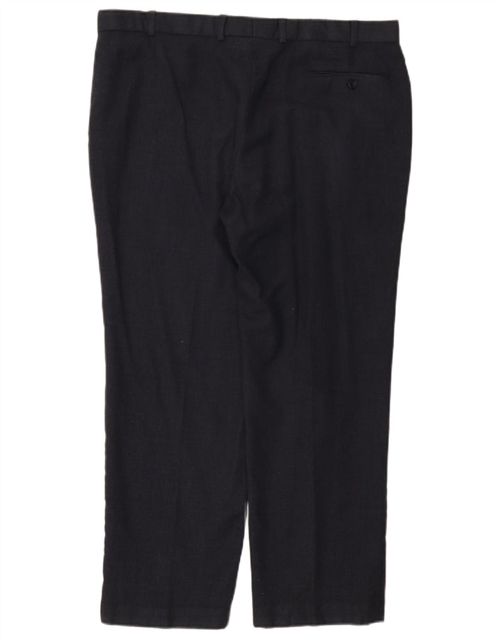 Pantaloni da abito dritti da uomo Marks & Spencer W40 L29 lana blu navy