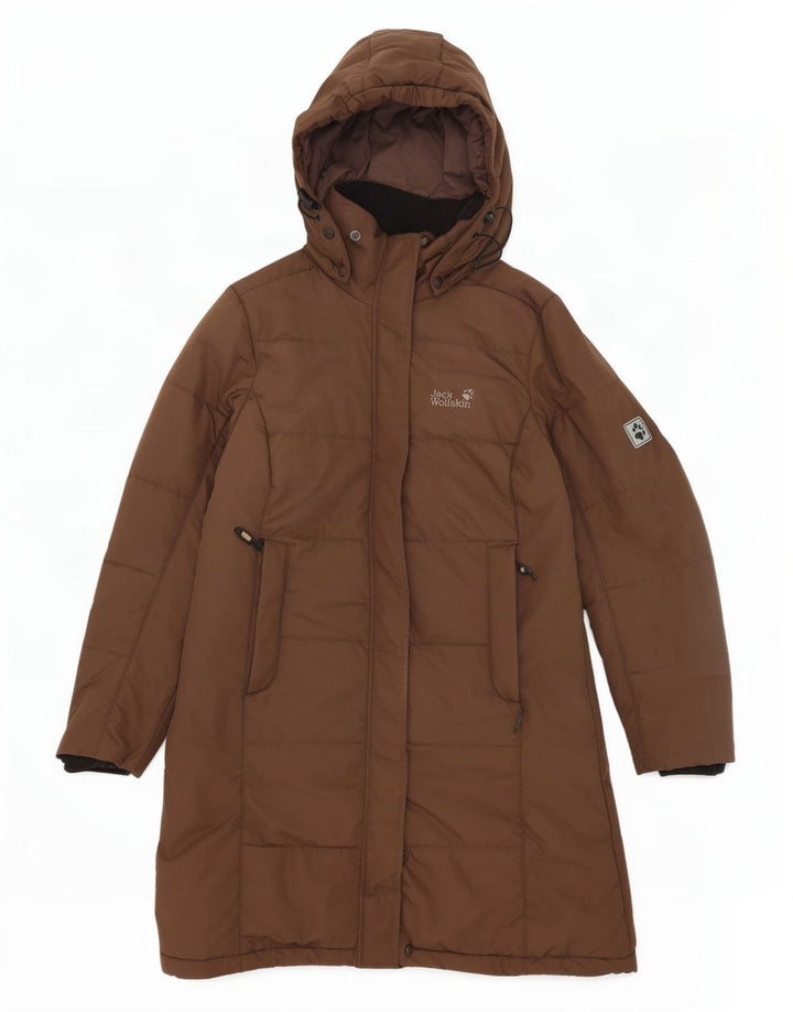 Jack Wolfskin Dame Hætte Polstret Frakke UK 12/14 Medium Brun Polyester