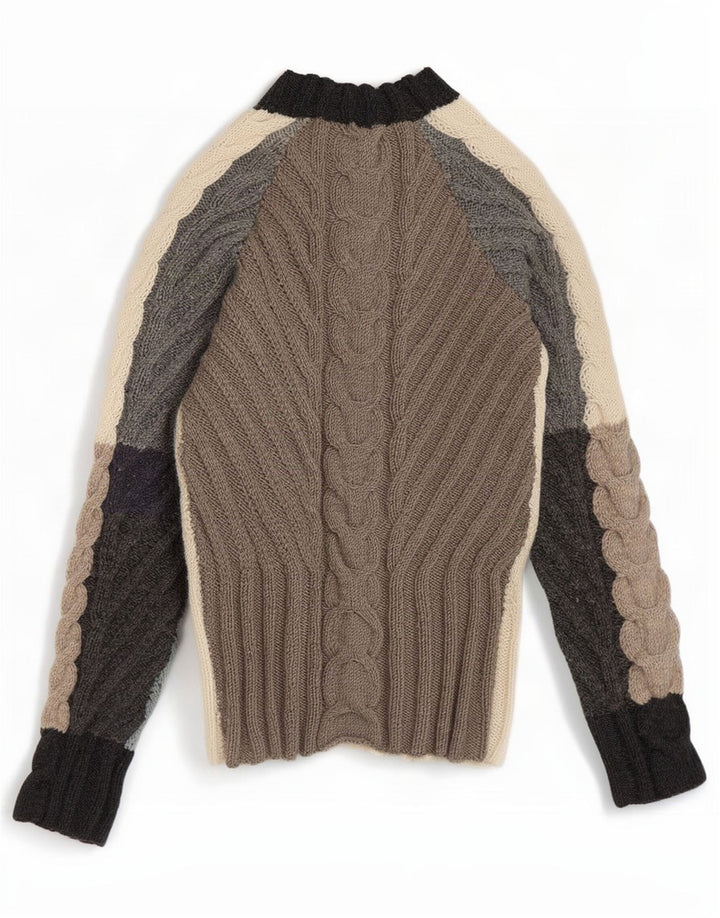 vintage Womens Turtle Neck Jumper Sweater UK 10 Petit Multicolore