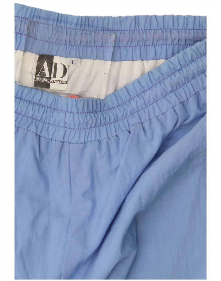 Vintage Mens Tracksuit Trousers Joggers Large  Blue Striped Polyamide