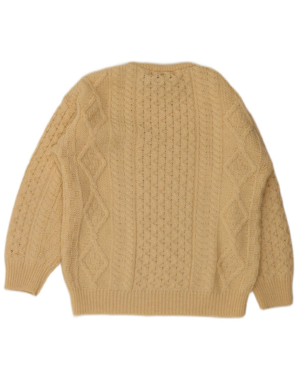 arancrafts Mens Crew Neck Jumper Sweater Medium Beige Wool