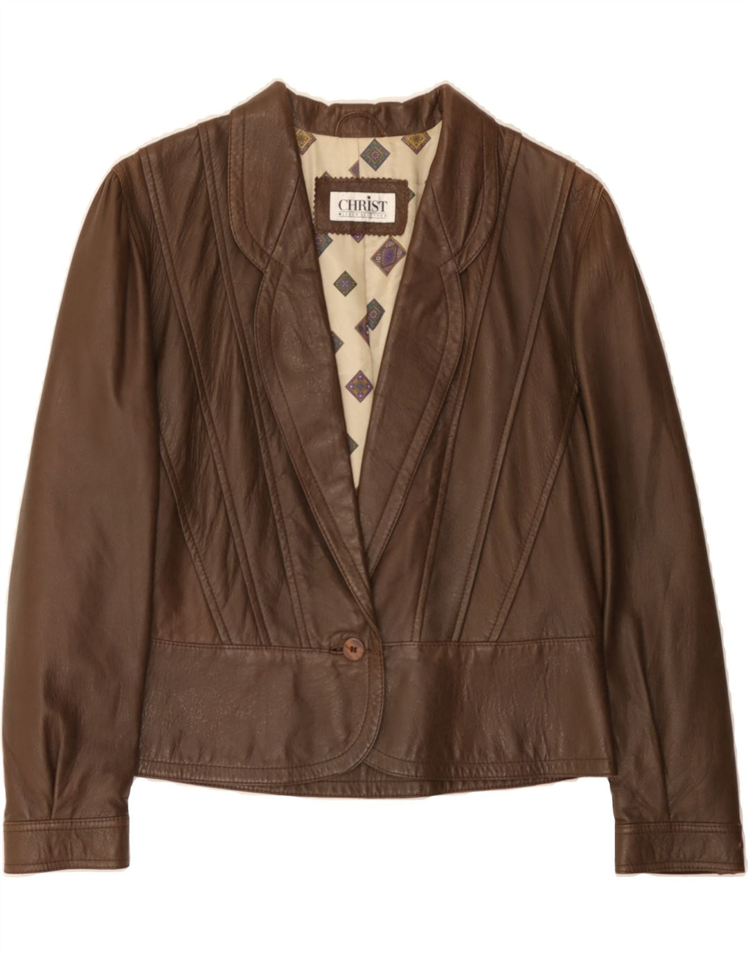 CHRIST Womens Leather Jacket IT 42 Medium Brown Leather Vintage Christ and Second-Hand Christ from Messina Hembry 