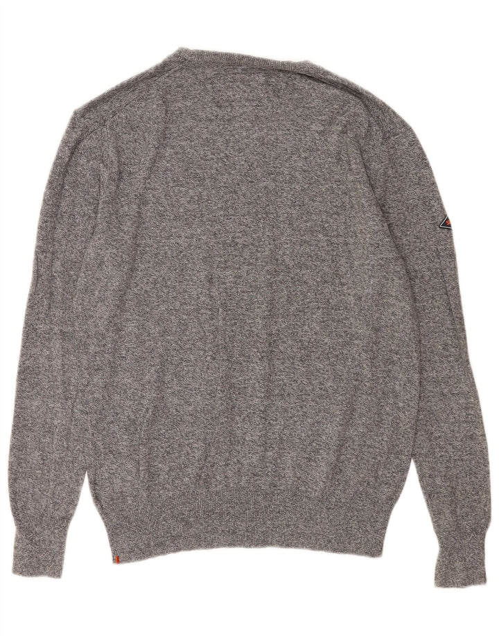 Superdry Mens Boat Neck Jumper Sweater Medium Grey Cotton