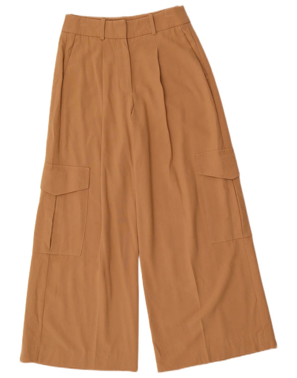 MARKS & SPENCER Pantaloni cargo a vita alta da donna UK 6 XS W24 L27 Beige