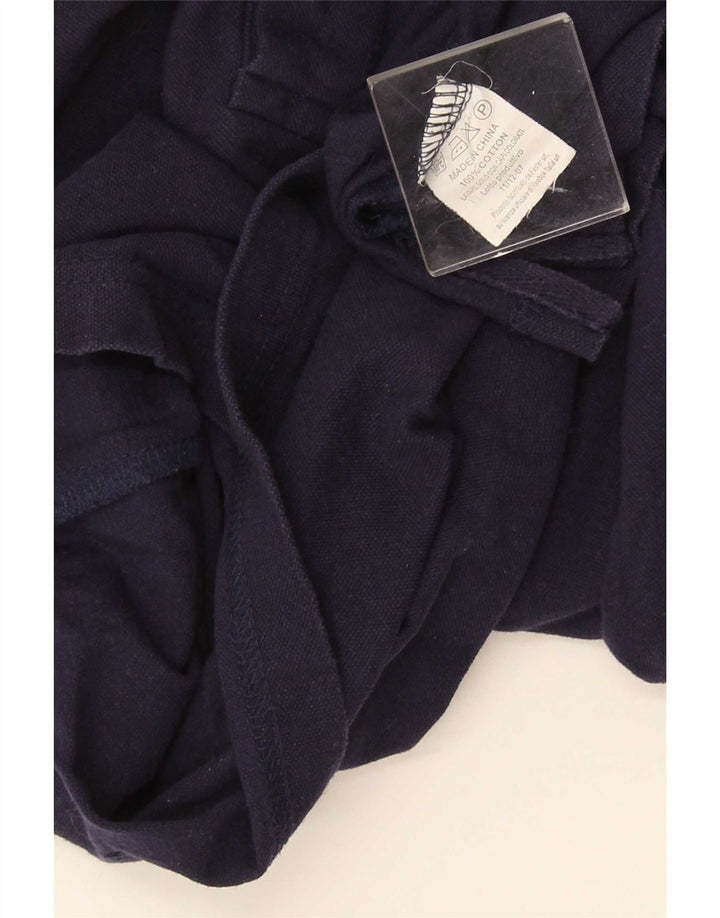 Reebok Mens Long Sleeve Polo Shirt Medium Navy Blue Cotton