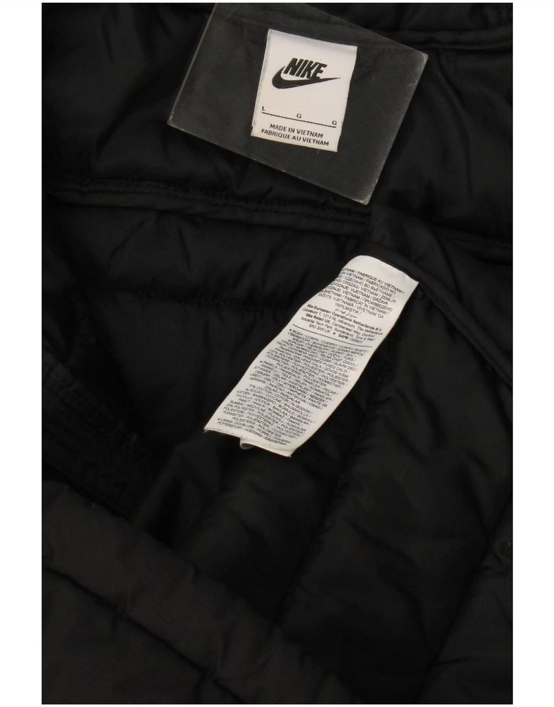 Nike Mens Hooded Padded Jacket UK 40 Large Black Polyester