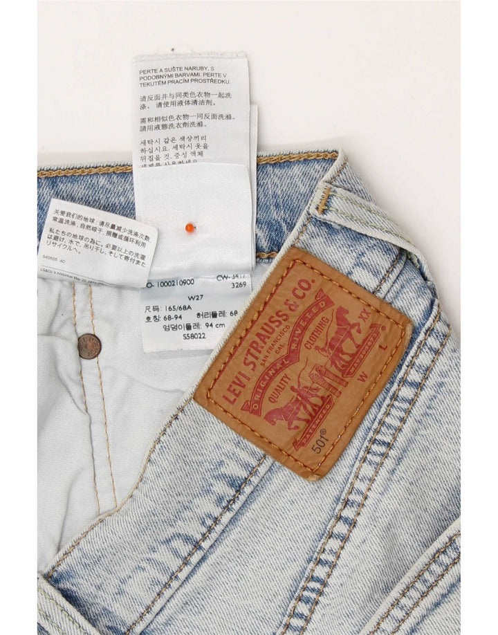 Pantaloncini di jeans Levi's 501 da donna W27 piccoli in cotone blu