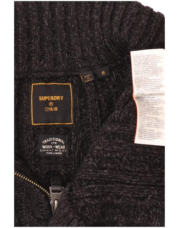 Męski sweter z zamkiem Superdry, średnioszary, akrylowy