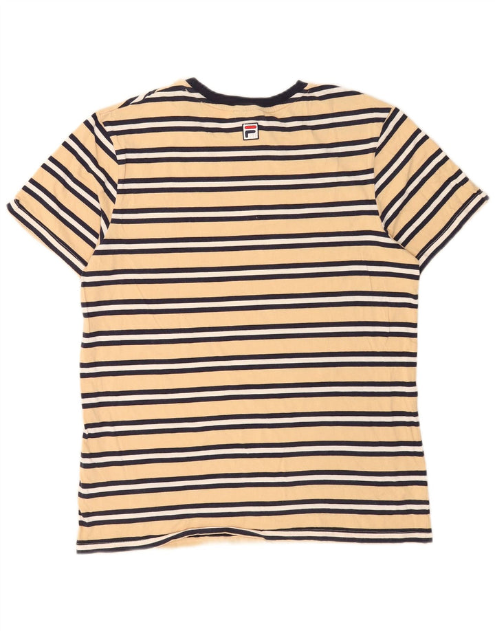 Fila Mens Graphic T-Shirt Top Medium Yellow Striped Cotton