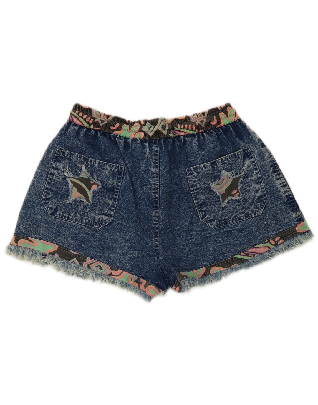 Vintage Womens Denim Shorts Medium W28 Blue Patchwork
