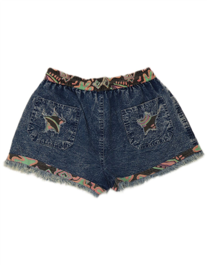 Vintage Womens Denim Shorts Medium W28 Blue Patchwork