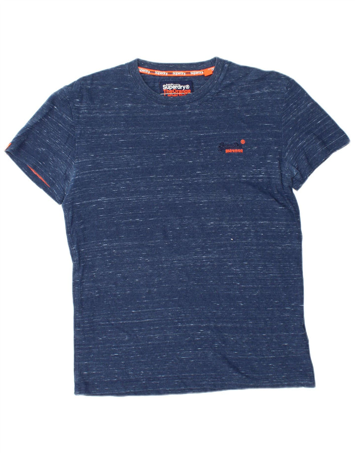 SUPERDRY Mens T-Shirt Top Medium Blue Flecked Cotton